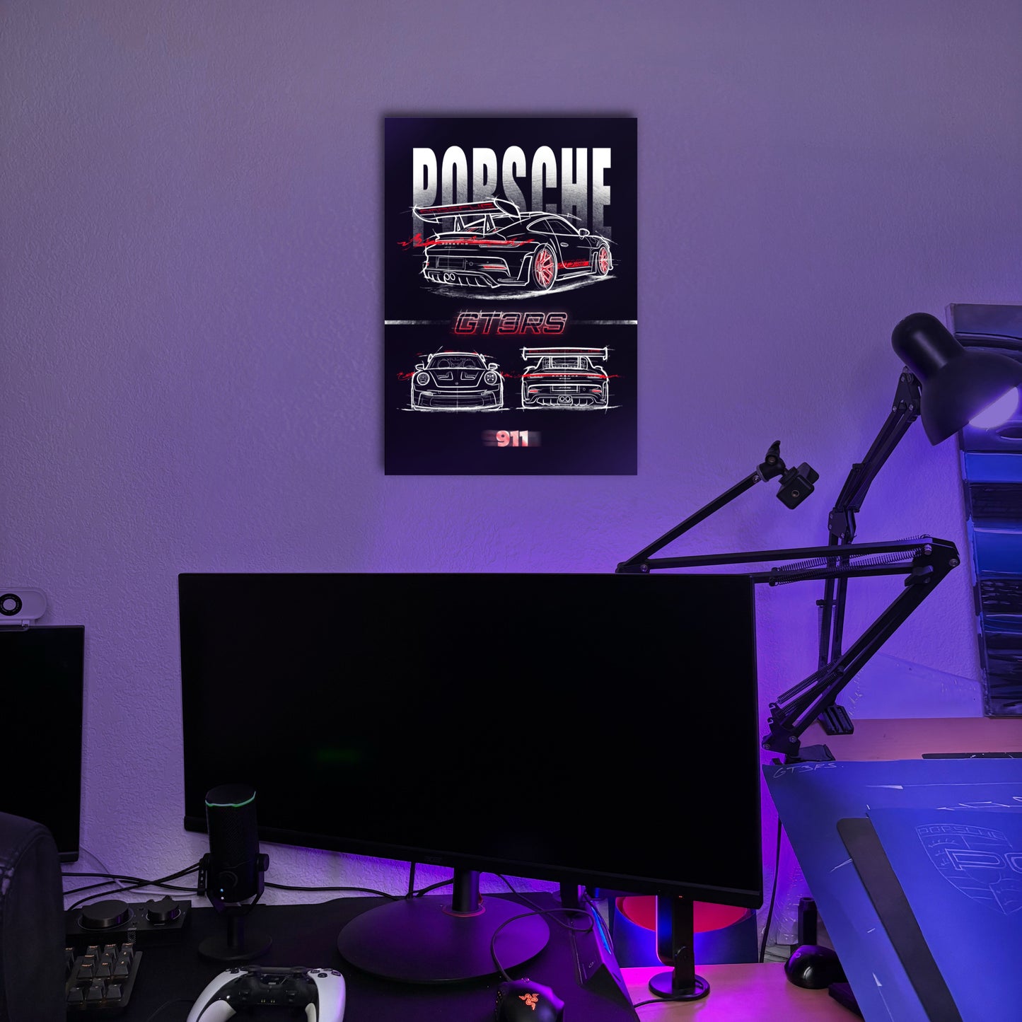 Poster Porsche GT3RS – Fond Noir