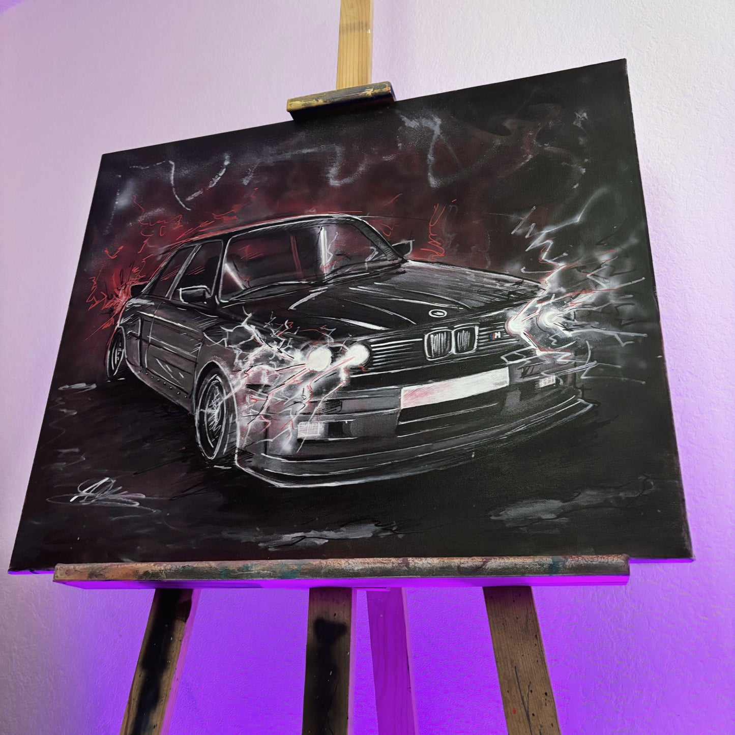 BMW E30 – Œuvre originale 50cm x 61cm