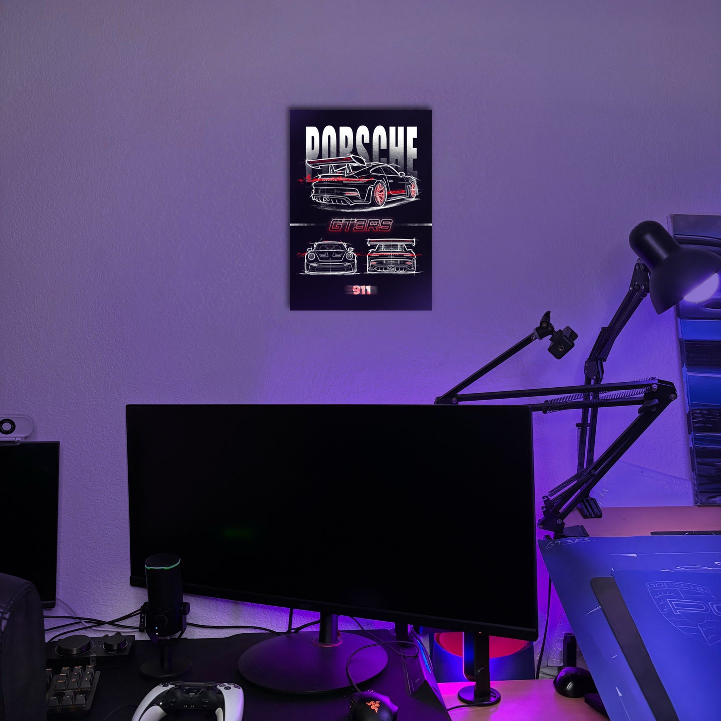 Poster Porsche GT3RS – Fond Noir