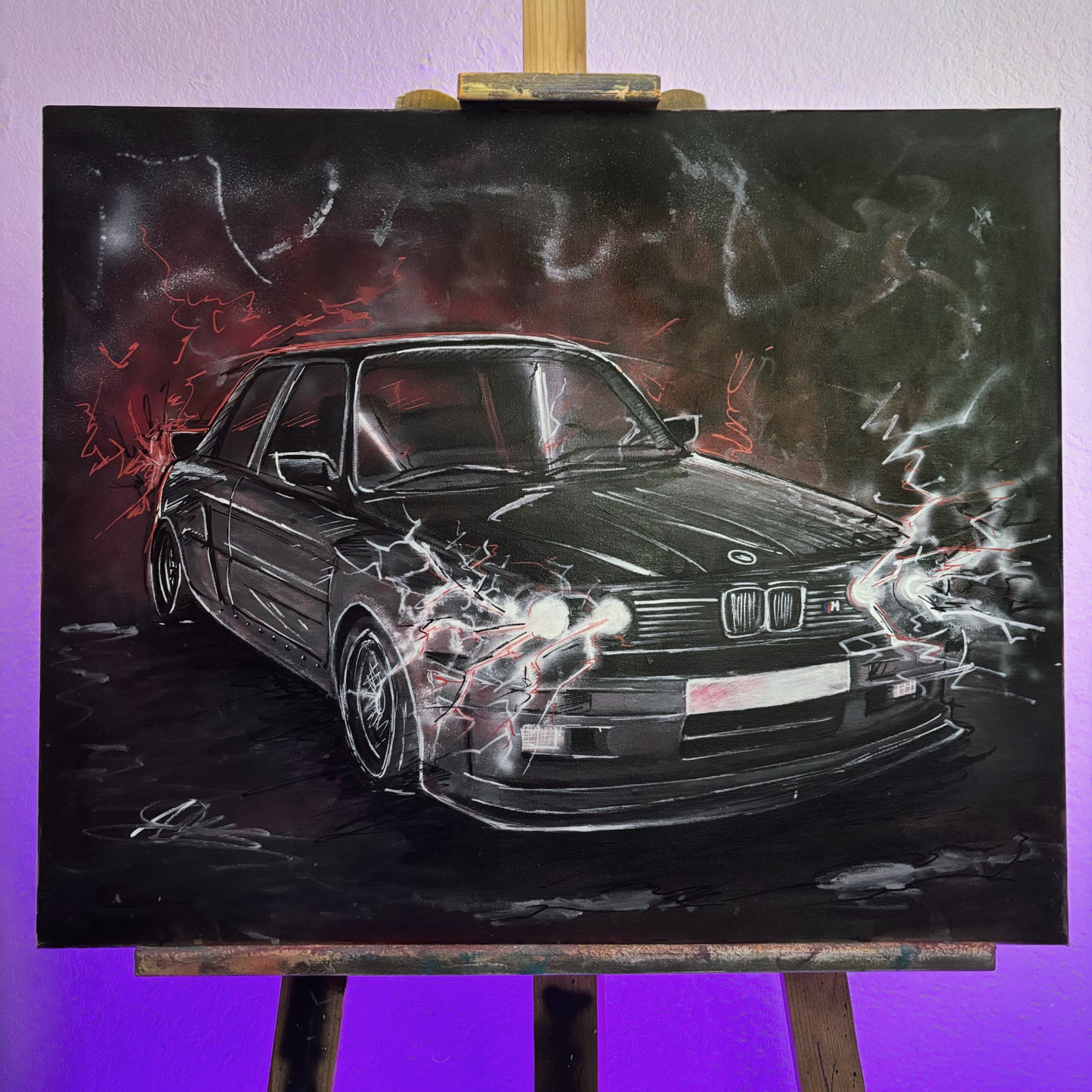 BMW E30 – Œuvre originale 50cm x 61cm